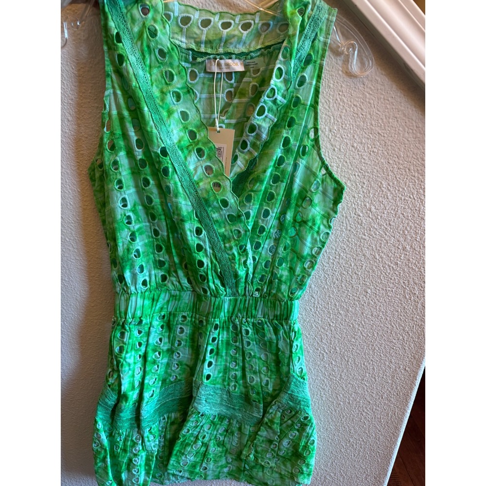 Ramy Brook Noelia Dress Kelly Green‎ Tie Dye Eyelet Lace Mini XS NWT C022330vi23